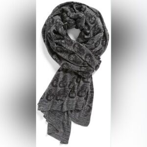 John Varvatos Charcoal Skull Pattern Scarf